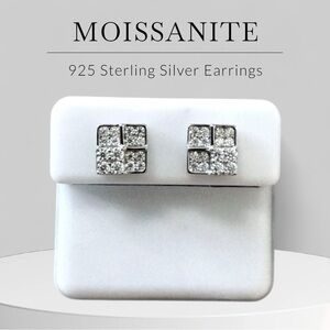 Moissanite Square Earrings 925 Sterling Silver 0.65 CTW Unisex Studs